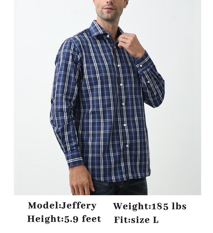 Double Pump Mens Button Down Shirts Cotton Long Sleeve Shirts Regular Fit(RM08LS01,L) - Image 5